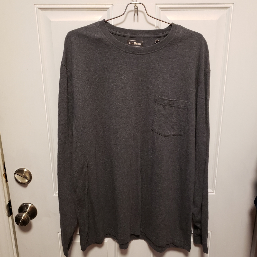 LL Bean Long Sleeve Traditional Fit Grey Crew Neck